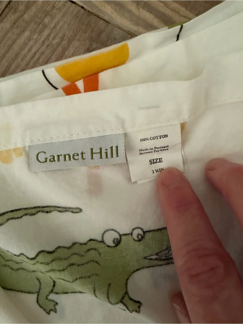 Garnet Hill Boy’s Fun Motif Twin Sheet Set 🌳🙊🐊🍳☮️